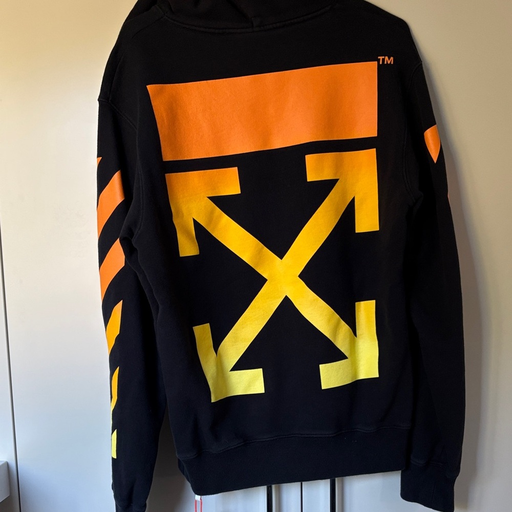 Off-White Black Hoodie with Yellow and Orange Arrows